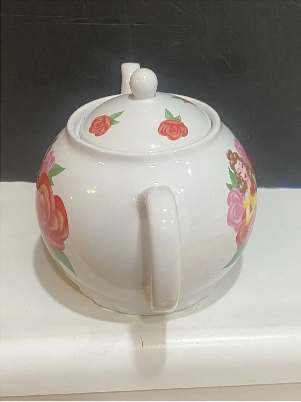 Disney Princess Belle Rose Ceramic Teapot